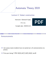 CS310: Automata Theory 2019: Lecture 4: Subset Construction
