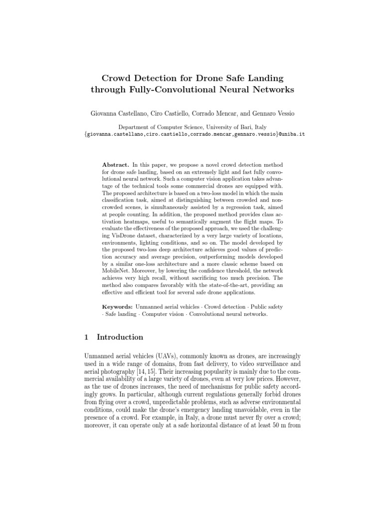 Crowd Detection For Drone Safe Landing LNCS Template | PDF | Unmanned ...