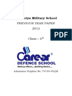 Rashtriya Military School: Previous Year Paper 2012