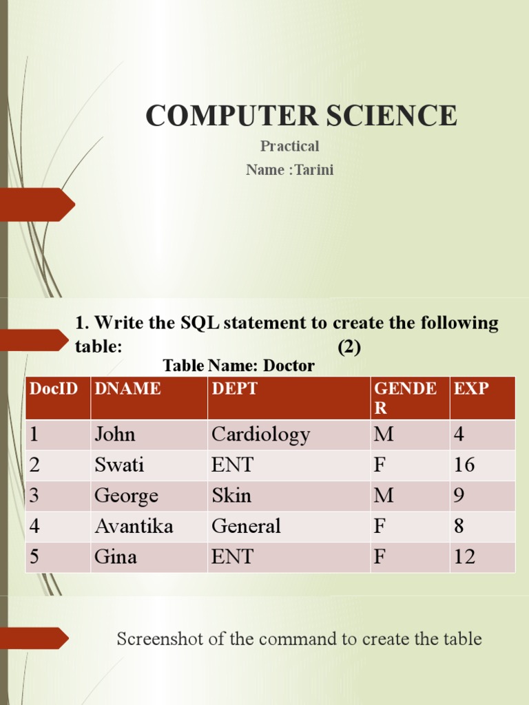 SQL Practical Questions and Answers | PDF | Information Technology ...