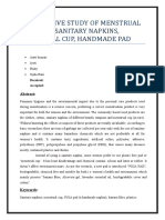 Comparitive Study of Menstrual Product-Sanitary Napkins, Menstrual Cup, Handmade Pad