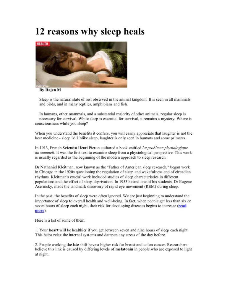 12 Reasons Why Sleep Heals PDF Rapid Eye Movement Sleep Sleep