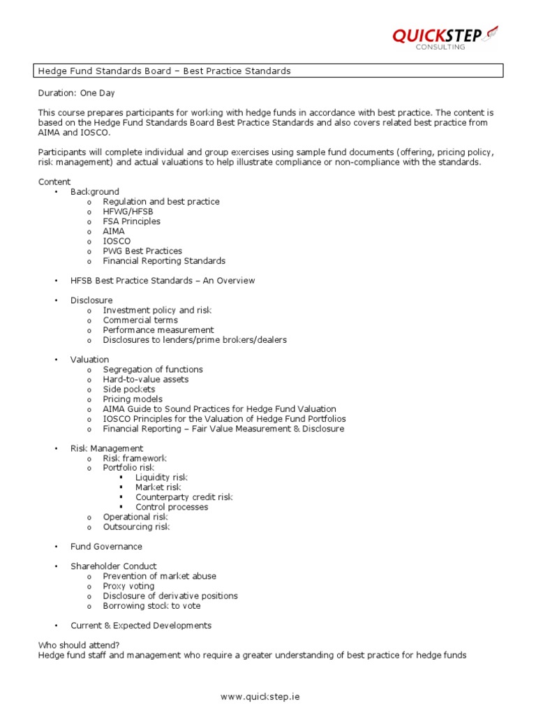 HFSB Standards Outline | PDF | Finance & Money Management