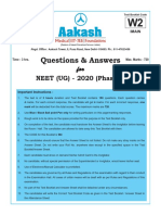 Questions & Answers: For For For For For NEET (UG) - 2020 (Phase-2)