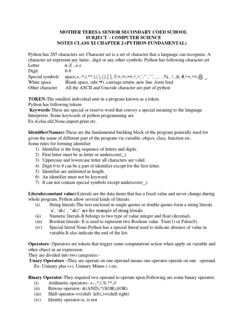 Notes On Python Fundamental | Download Free PDF | Parameter (Computer ...