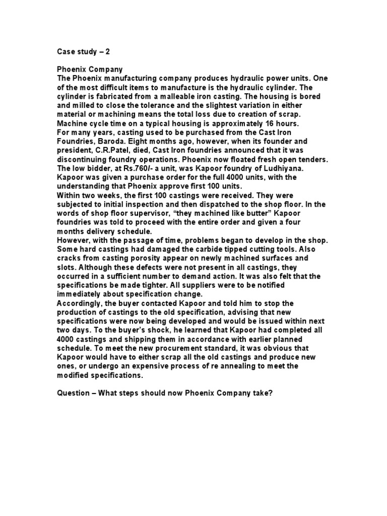 Case Study 2 - OM Phoenix Engg. | PDF