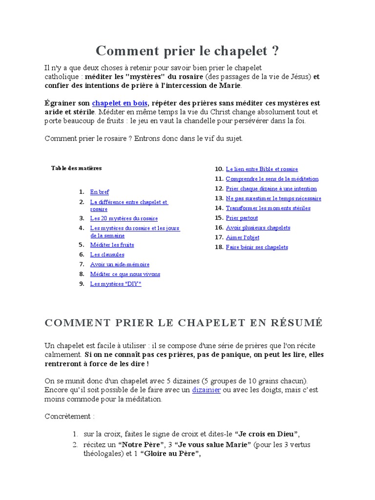 Comment Prier Le Chapelet | PDF | Rosaire | Notre Père