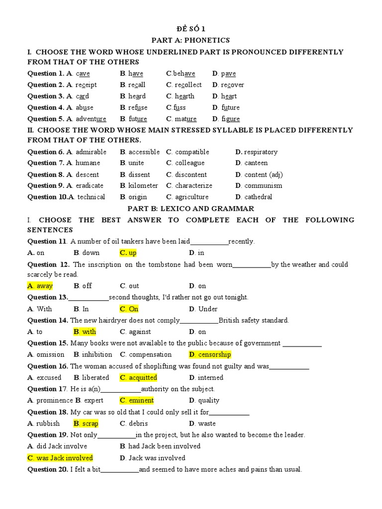 Phonetics and Grammar Practice Test | PDF | Question | Conversation