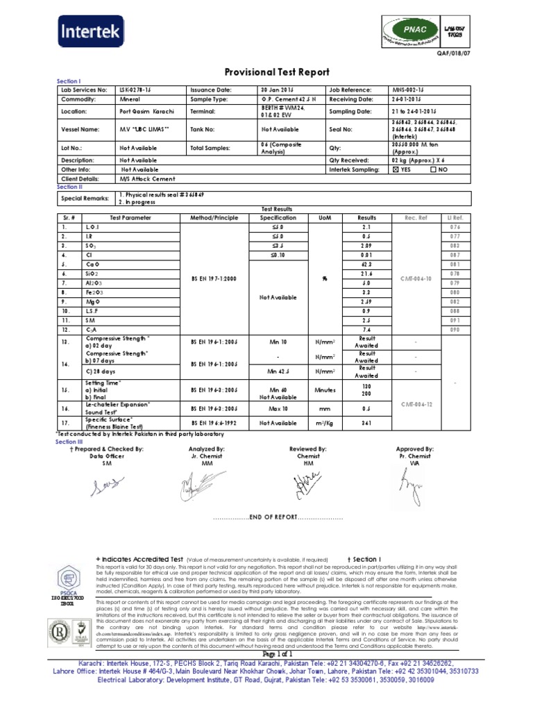 Intertek Provisional Test Report LSK-0278-15 | PDF | Contractual Term ...
