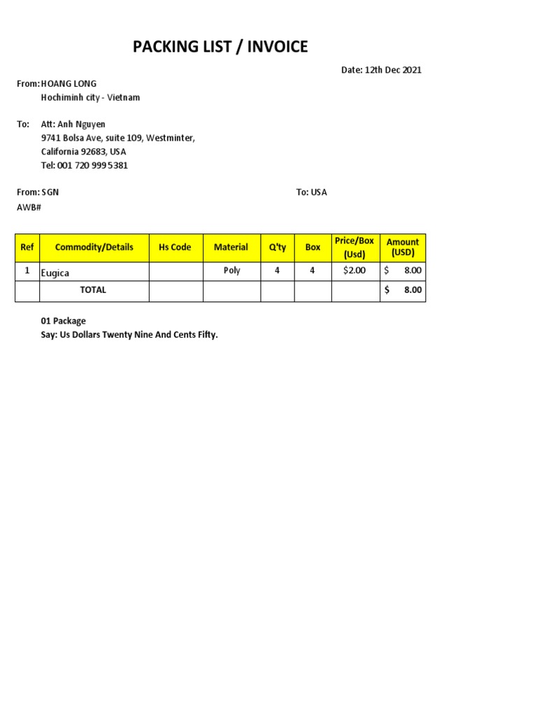 Packing List / Invoice | PDF