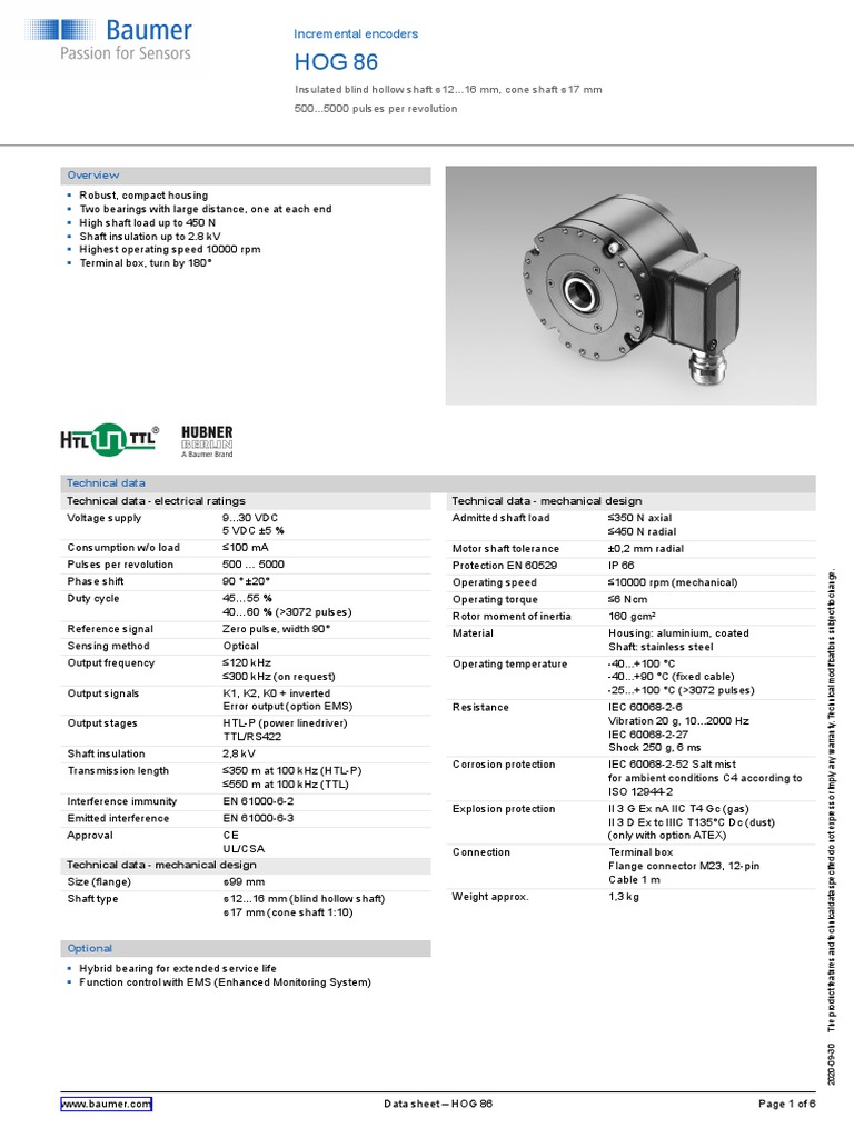 HOG 86 Incremental Encoder Overview | PDF | Electrical Connector ...