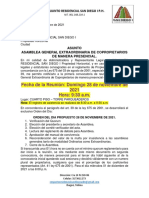 Convocatoria Asamblea General Extraordinaria de Propietarios 28 de Noviembre de 2021