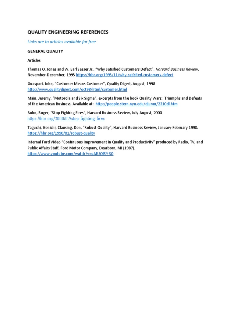 Essential Quality Engineering Resources | PDF | Statistics | Design Of ...