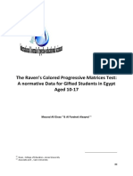 The Raven's Colored Progressive Matrices Test: A Normative Data For Gifted Students in Egypt Aged 10-17