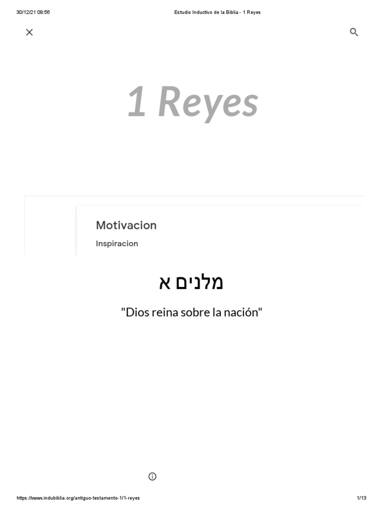Estudio de 1 Reyes en la Biblia | PDF | Libros de reyes | Solomons
