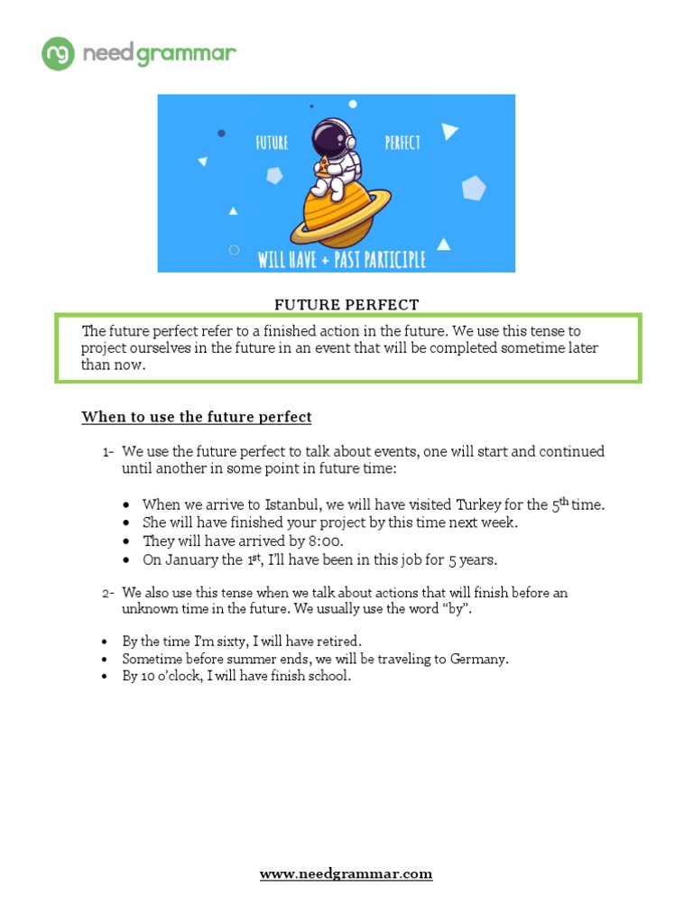 Future Perfect Tense | PDF | Grammatical Tense | Verb