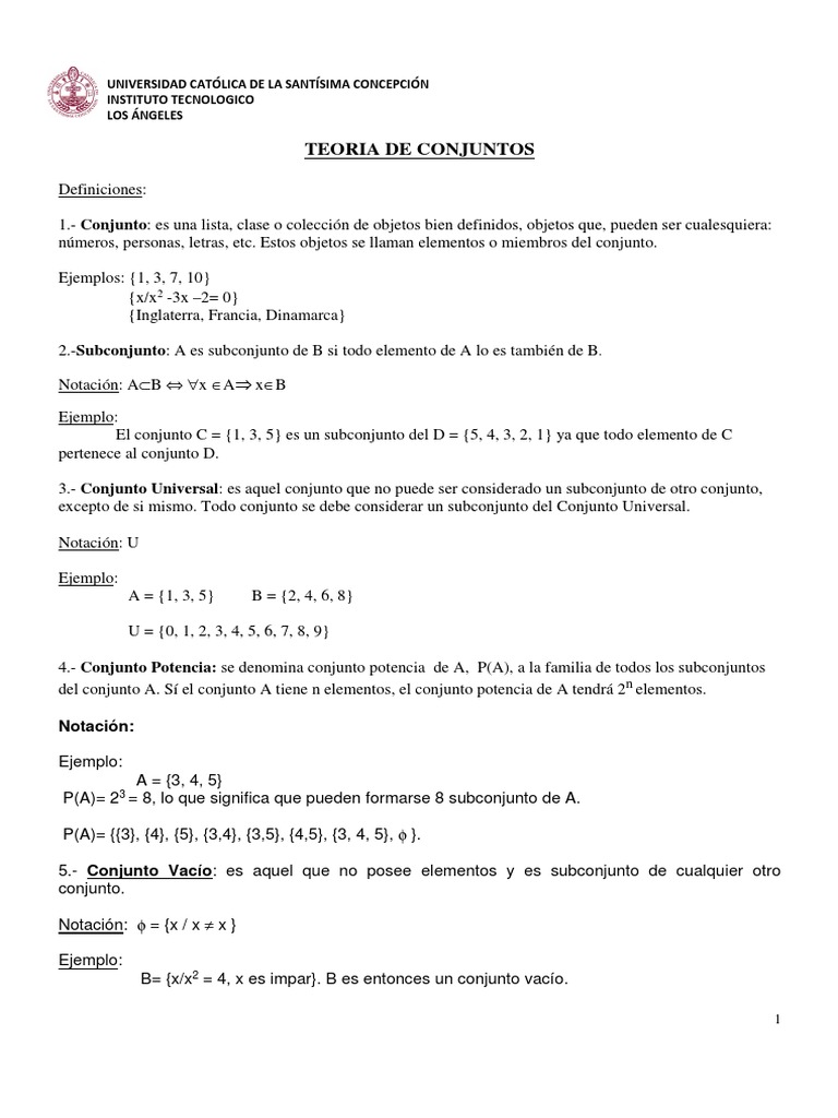 Teoría de Conjuntos y Operaciones | PDF | Conjunto (Matemáticas ...