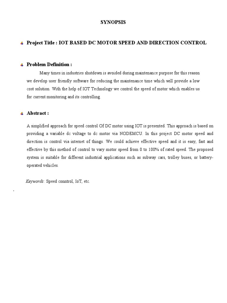 DC Motor Speed and Direction Control | PDF | Internet Of Things ...