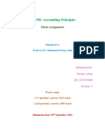 Bus 505 - Final Exam Assignment - Umama Alam - 2125119660