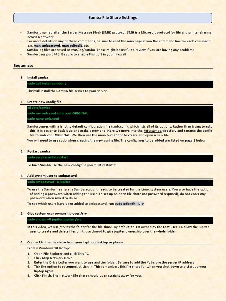 Samba Setup Guide for IT Admins | PDF | Computer File | Sudo