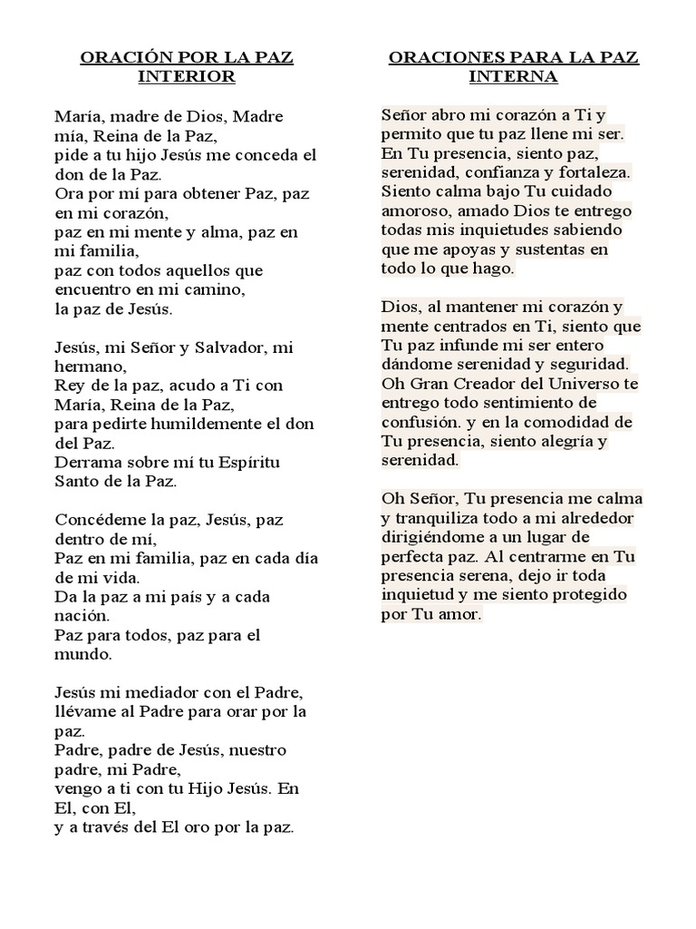 Oraciones para la Paz y Sanación | PDF | Oración | María, madre de Jesús
