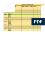 Food Journal - (One Week) Date Meals For The Day Details of Portion Snack Drink