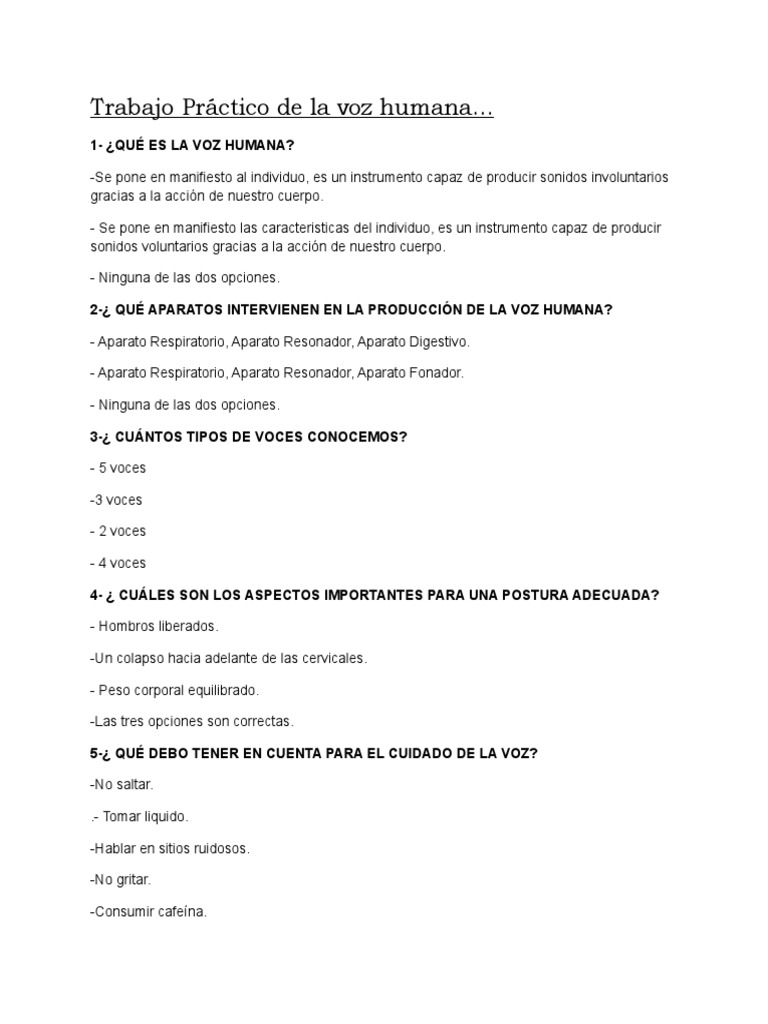 Características y cuidado de la voz humana | PDF | Salud y bienestar ...
