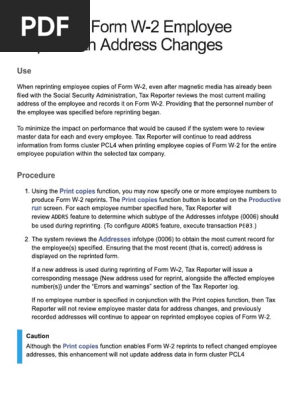 Reprinting Form W-2 Employee Copies with Address Changes