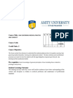 Course Title: LTP/ S SW/ FW Tota L Credi T Units: Law Governing Medical Practise and Conduct