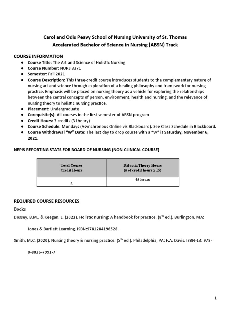 Carol and Odis Peavy School of Nursing University of St. Thomas