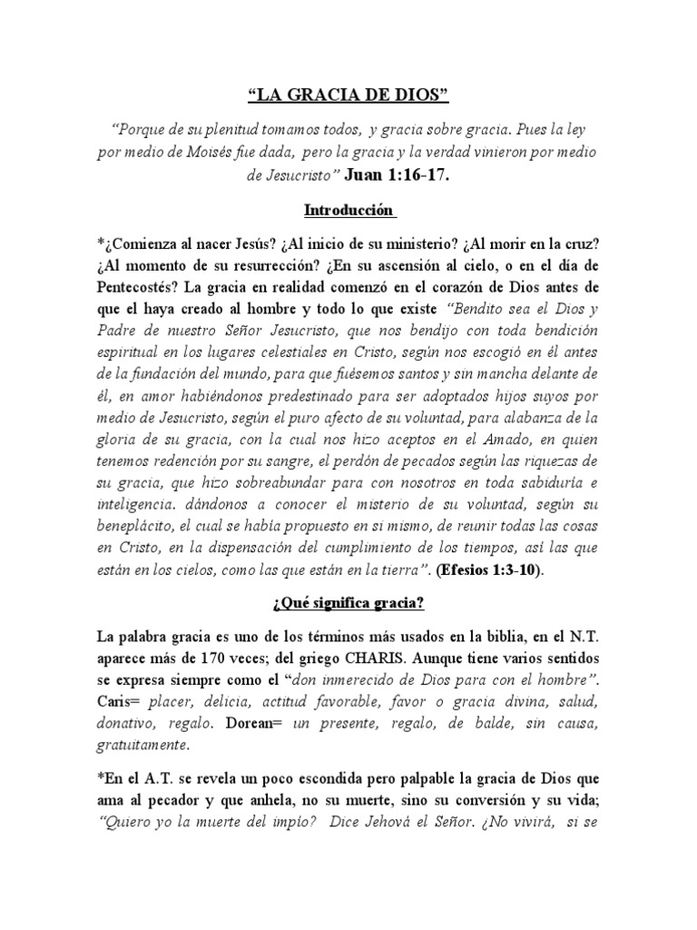 La Gracia de Dios: Significado y Origen | PDF | Gracia en el ...