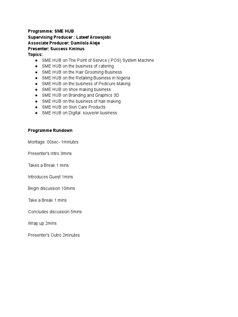 Programme - SME HUB | PDF | Business