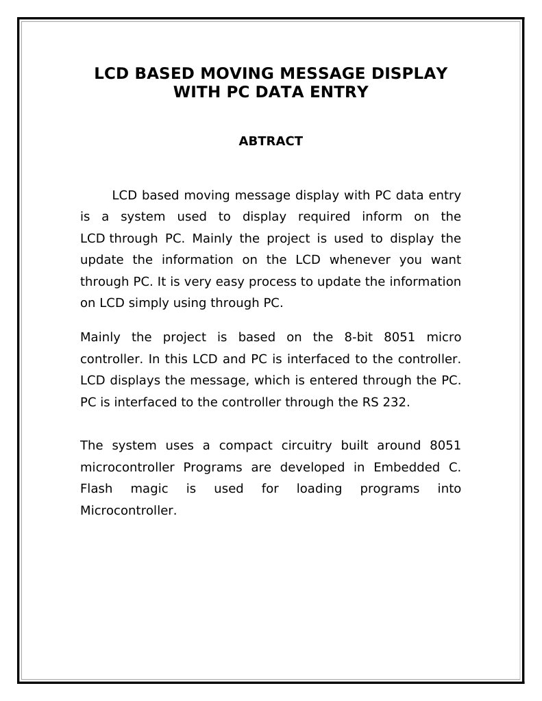D Based Moving Message Display With PC Data Entry | PDF
