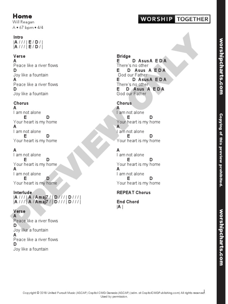 Home United Pursuit Chord Chart Preview PDF Song Structure