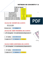 Metrado de Concreto y Acero en Zapatas