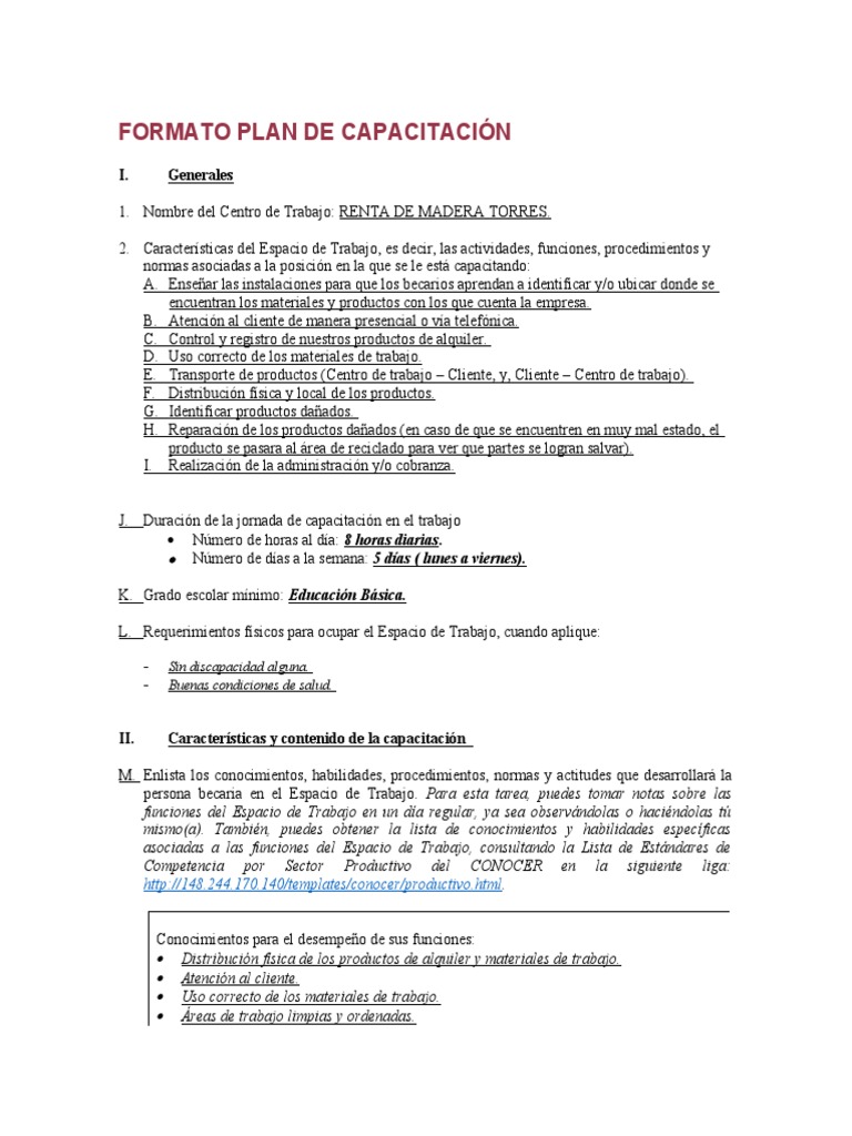 Plan de Capacitación en Renta de Madera | PDF | Cliente | Servicio al ...