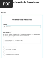 Welcome To Cmpe140 Final Exam: Studentid