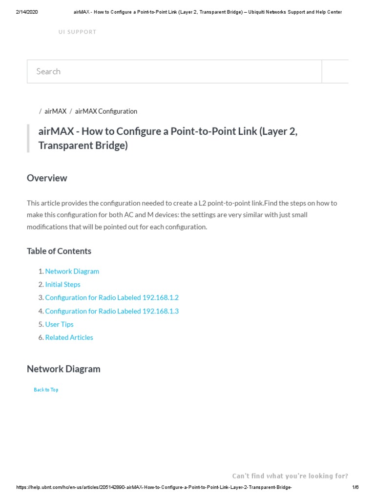 airMAX How To Configure A PointtoPoint Link (Layer 2, Transparent