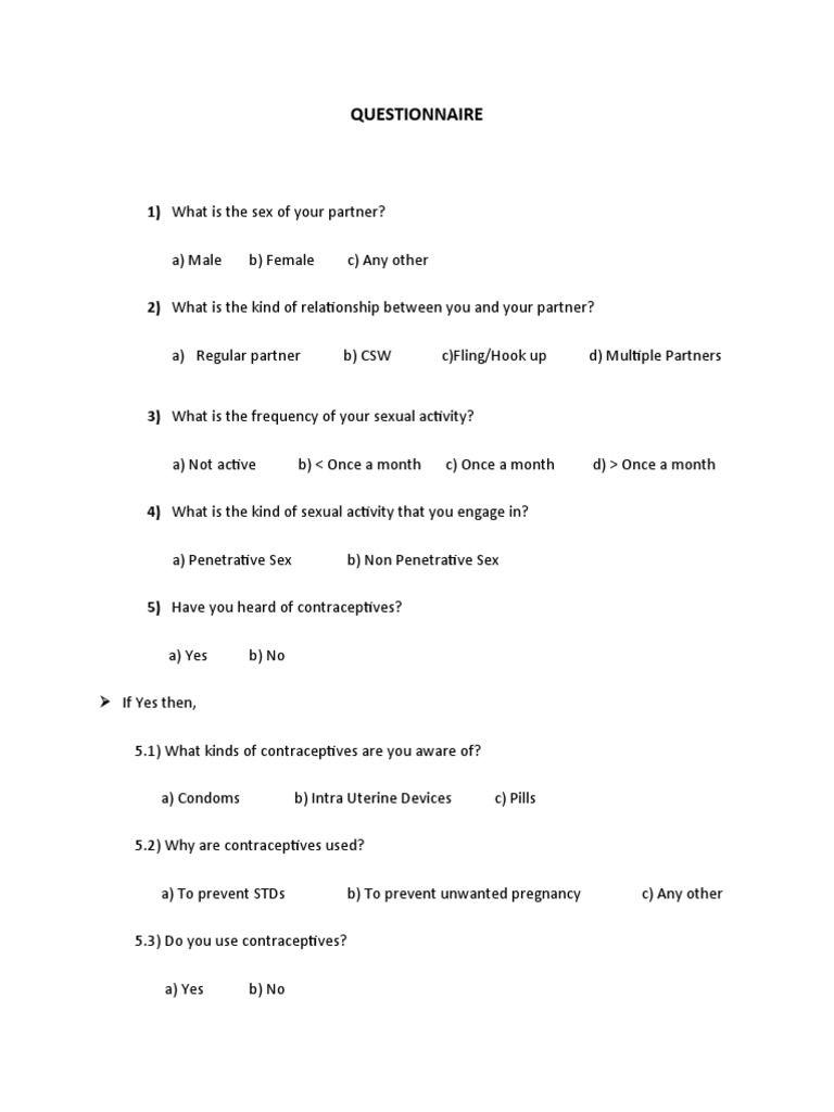 Sexual Activity and Contraceptive Use Survey | PDF