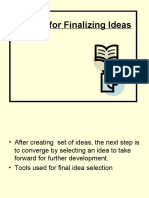 Tools For Finalizing Ideas