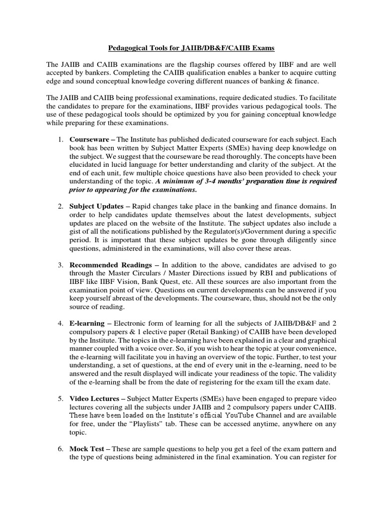 JAIIB/CAIIB Exam Preparation Tools | PDF | Business