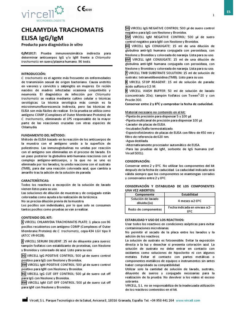 CHLAMYDIA TRACHOMATIS ELISA IgG-IgM - GM1017 - ES | PDF | Elisa ...