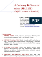 Calculus and Ordinary Differential Equations (MA 1101) : 4 Credits (3-1-0) (42 Lectures 14 Tutorials)