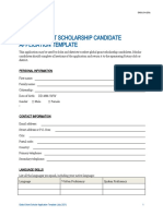 Global Grant Scholarship Candidate Application Template: Personal Information