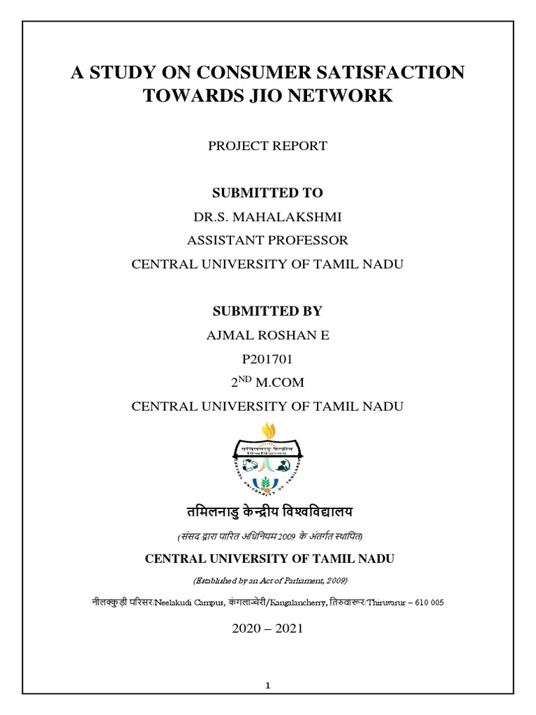 Customer Satisfaction with Jio Network | PDF | Statistical Hypothesis ...