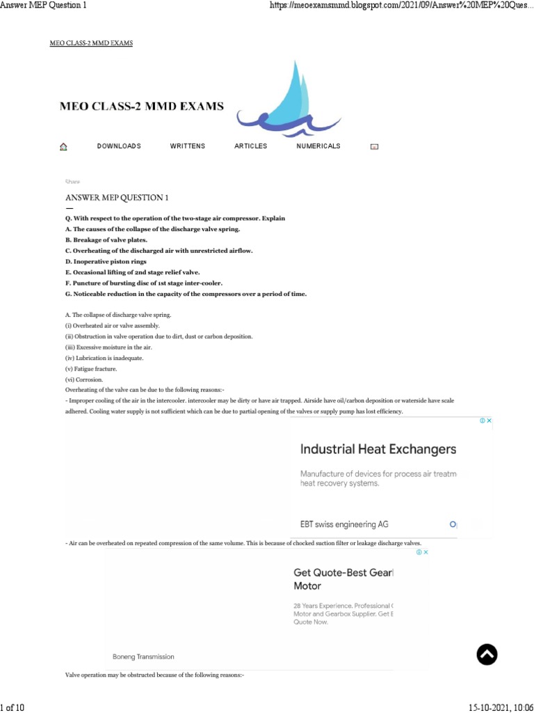 Compressor Question PDF Valve Lubricant