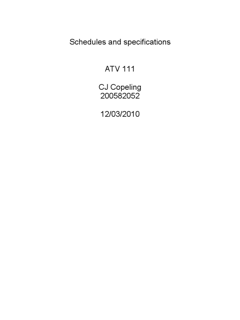 Schedules and Specifications | PDF | Specification (Technical Standard ...