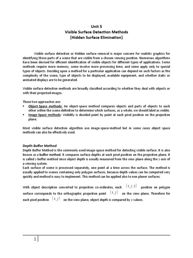 Visible Surface Detection Methods | PDF | Image Processing | Computer ...