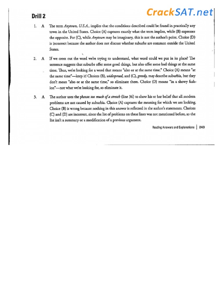 SAT Reading Practice Test 2 Answer Explanations | PDF