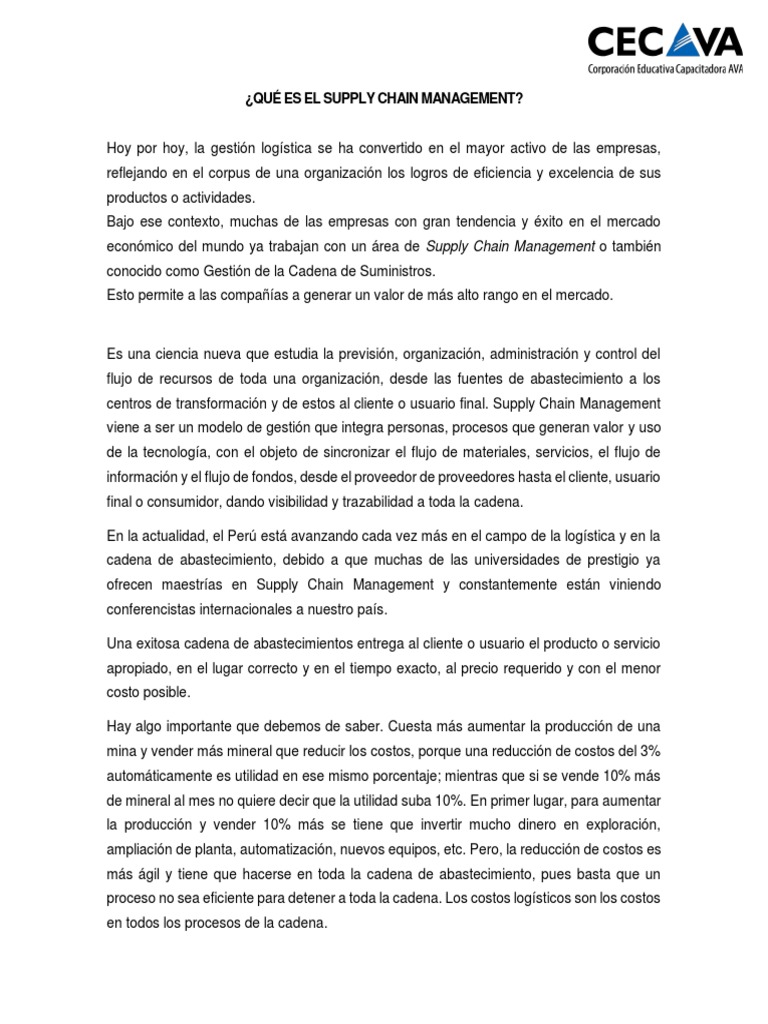 Supply Chain Management en Minería | PDF | Gestión de la cadena de ...